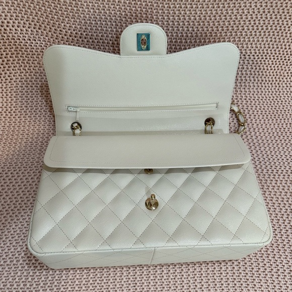 Chanel classic double flap quilted caviar medium handbag - style # A58600Y25378 - Picture 10 of 17